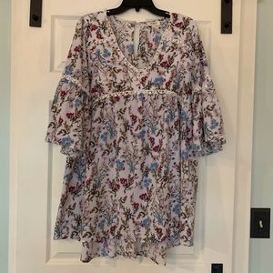 Umgee white floral babydoll tunic